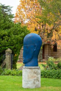 Blue Head with Glasses modern sculpture art